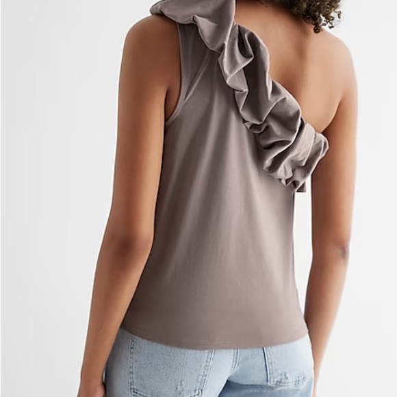 Express Ladies Dusty Mauve Puff One Shoulder Tank NWT Size XL - Picture 4 of 6